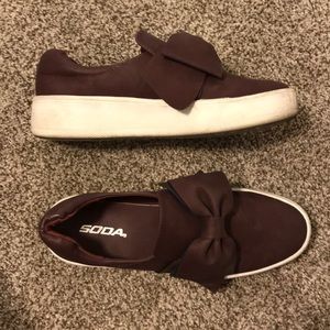 Maroon Slip On Shoes w/ Bow